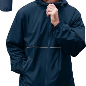Men's Raincoat, Waterproof Hooded, Lightweight Raincoat, Golf, Hiking, Camping, Cycling