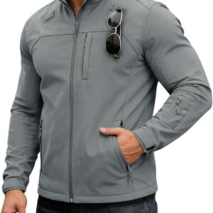 Men's Lightweight Softshell Jacket, Fleece Lined, Waterproof and Windproof, Tactical Jacket, Outdoor Hiking