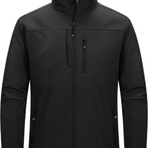 Men's Lightweight Softshell Jacket, Warm Fleece Lined, Windproof and Waterproof Softshell, Outdoor Hiking