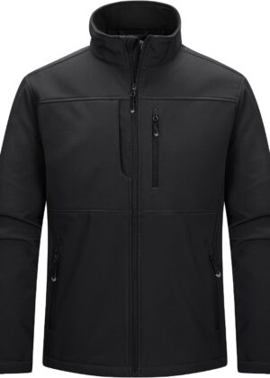 Men's Lightweight Softshell Jacket, Warm Fleece Lined, Windproof and Waterproof Softshell, Outdoor Hiking