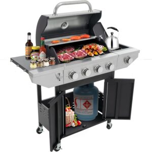 4-Burner Propane BBQ Grill with Side Burner