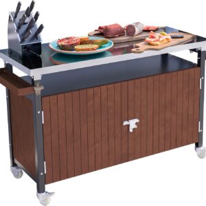 Stainless Steel BBQ Storage Cart with Wheels