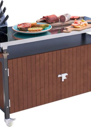 Stainless Steel BBQ Storage Cart with Wheels