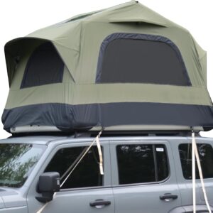 Inflatable roof tent: A two-person tent made with 300D waterproof fabric.