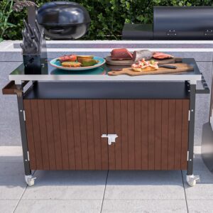 Stainless Steel BBQ Storage Cart with Wheels