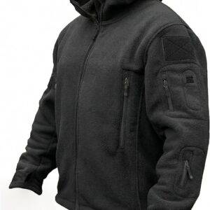 Men's Tactical Jacket, Fleece Lined, Full-Zip Military Hood, Windproof and Warm Winter Jacket