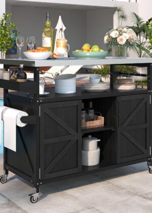 50-Inch BBQ Storage Cart with Wheels