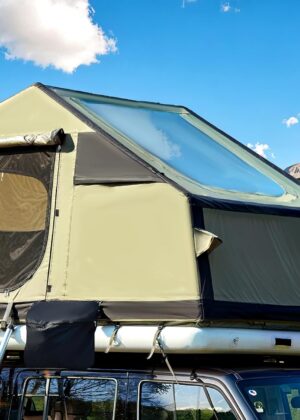 Inflatable Rooftop Tent: Equipped with an inflatable mattress, retractable ladder, and retractable awning