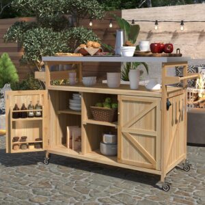 Stainless Steel BBQ Cart with Locking Casters